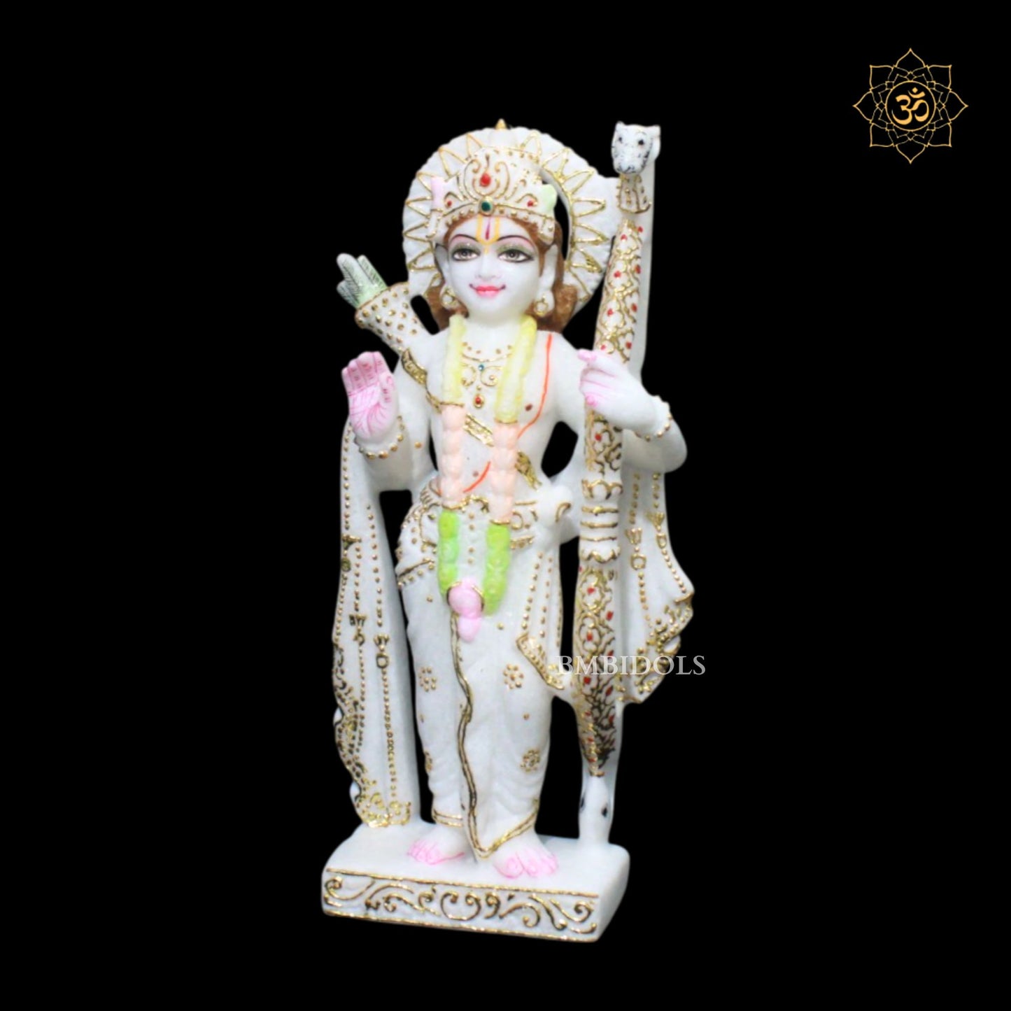 Pure White Ram Darbar Marble Murti in 12inches