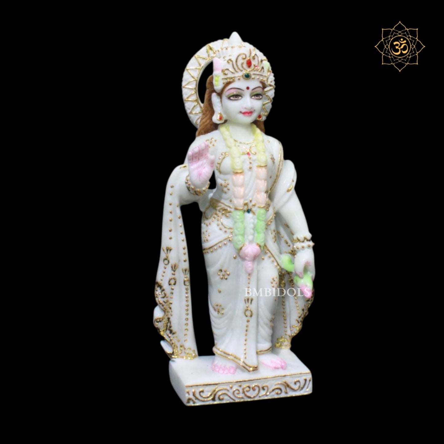 Pure White Ram Darbar Marble Murti in 12inches