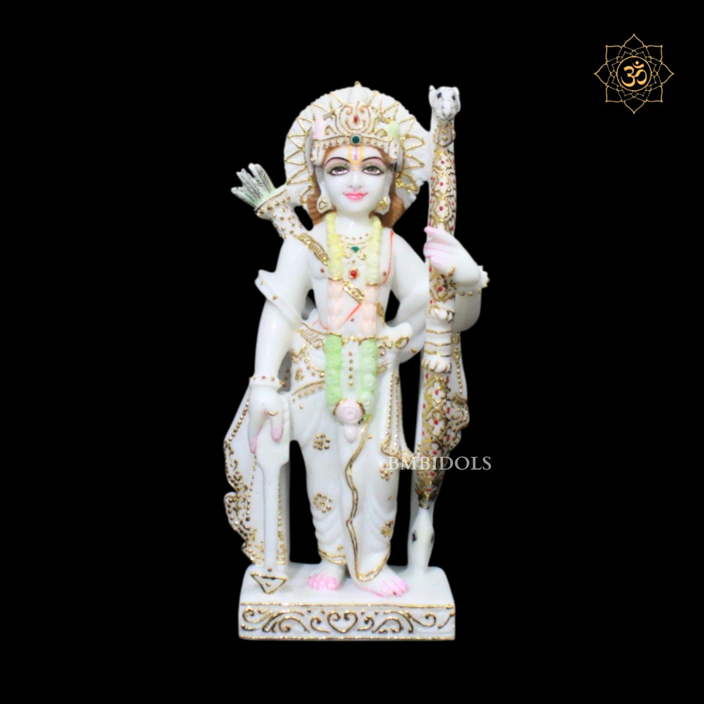Pure White Ram Darbar Marble Murti in 12inches