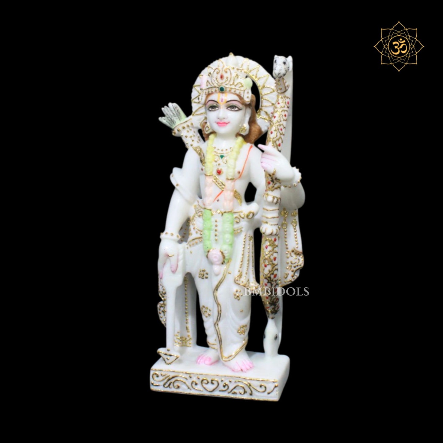 Pure White Ram Darbar Marble Murti in 12inches