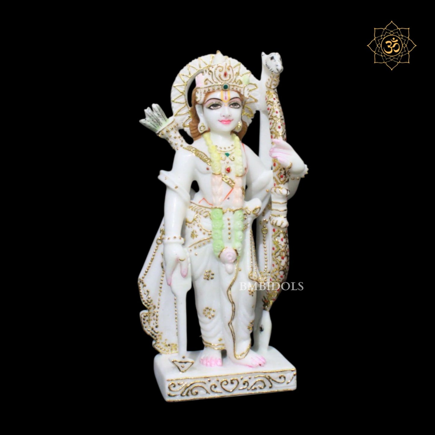 Pure White Ram Darbar Marble Murti in 12inches