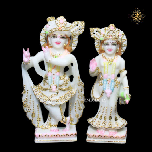 9inch Radha Krishna Bhagwan Murti in Makrana Marble