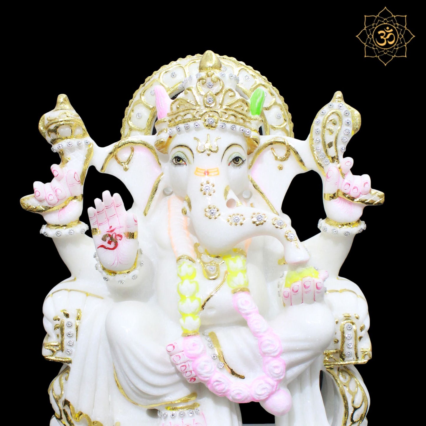 White Marble Ganesh Murti in 1feet for Homes and Temples