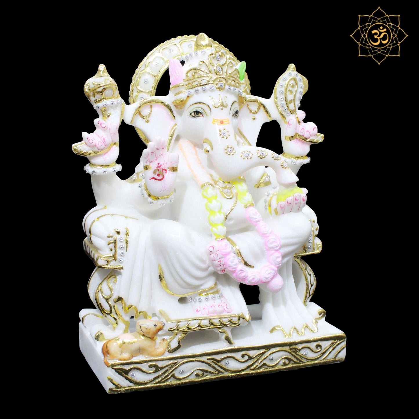 White Marble Ganesh Murti in 1feet for Homes and Temples