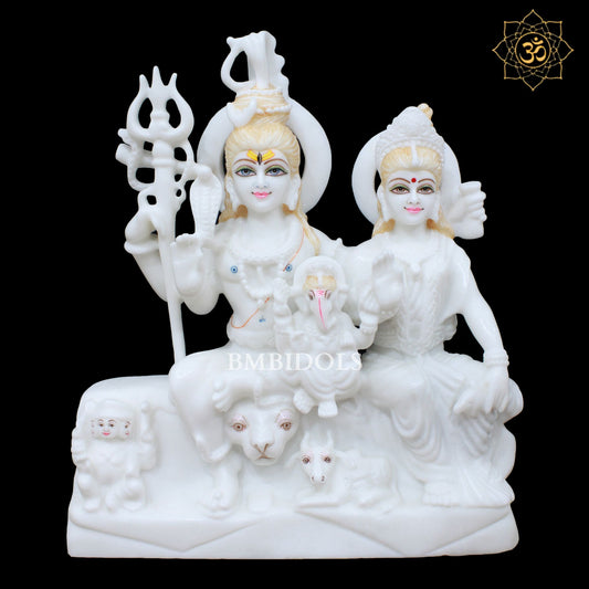 Shiv Parivar Marble Murti in 18inches for Homes and Temples