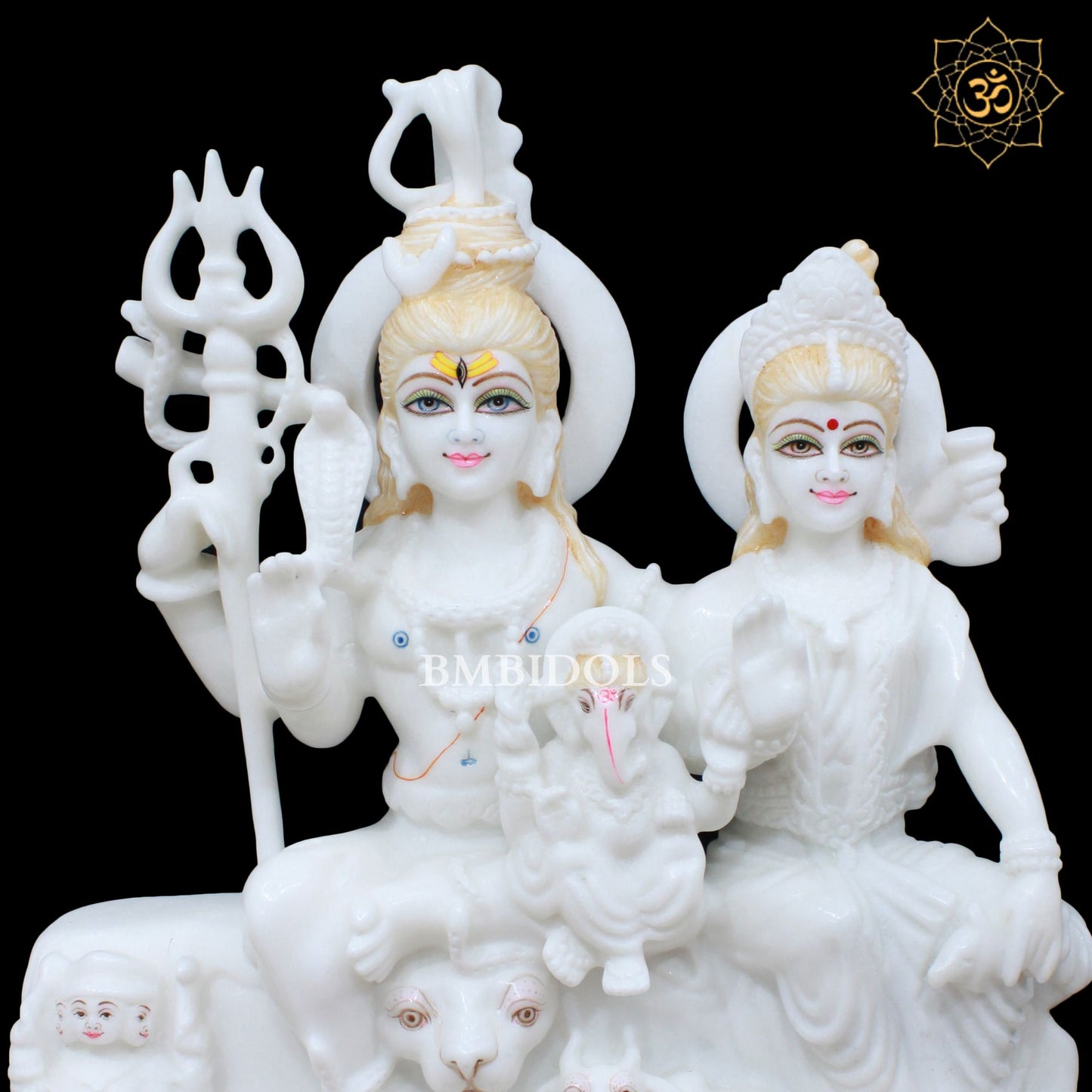 Shiv Parivar Marble Murti in 18inches for Homes and Temples