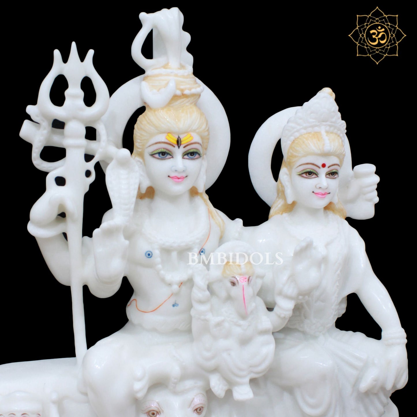 Shiv Parivar Marble Murti in 18inches for Homes and Temples