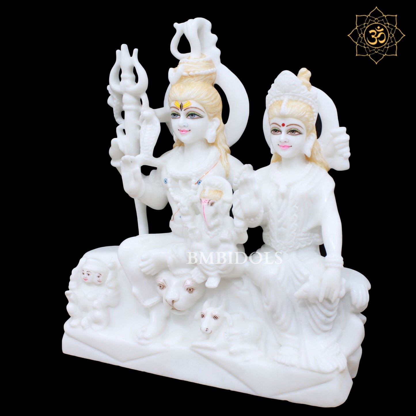 Shiv Parivar Marble Murti in 18inches for Homes and Temples