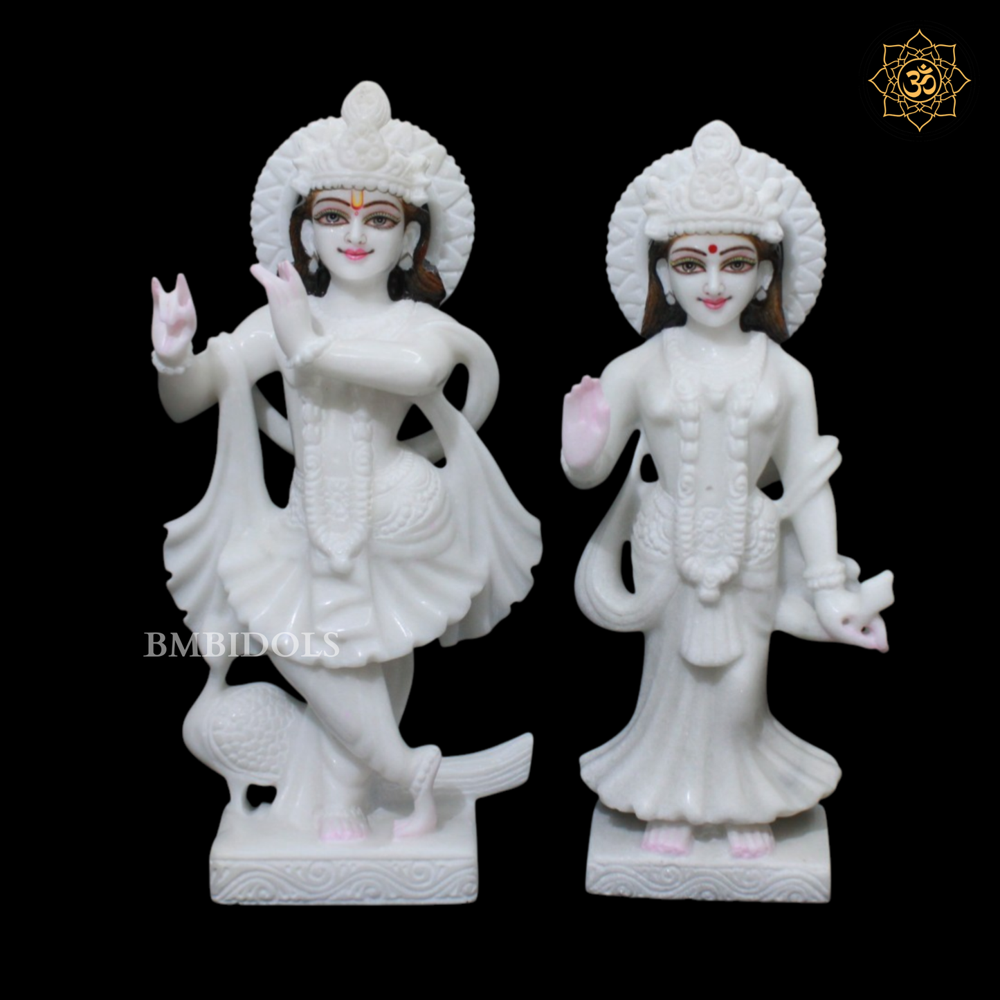 White Marble Radha Krishna Murti for Homes and Temples in 1feet
