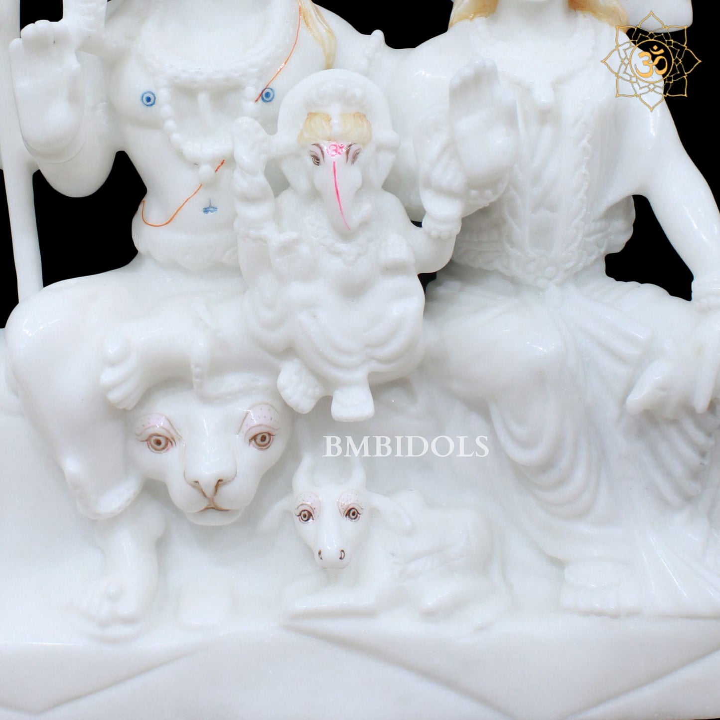 Shiv Parivar Marble Murti in 18inches for Homes and Temples