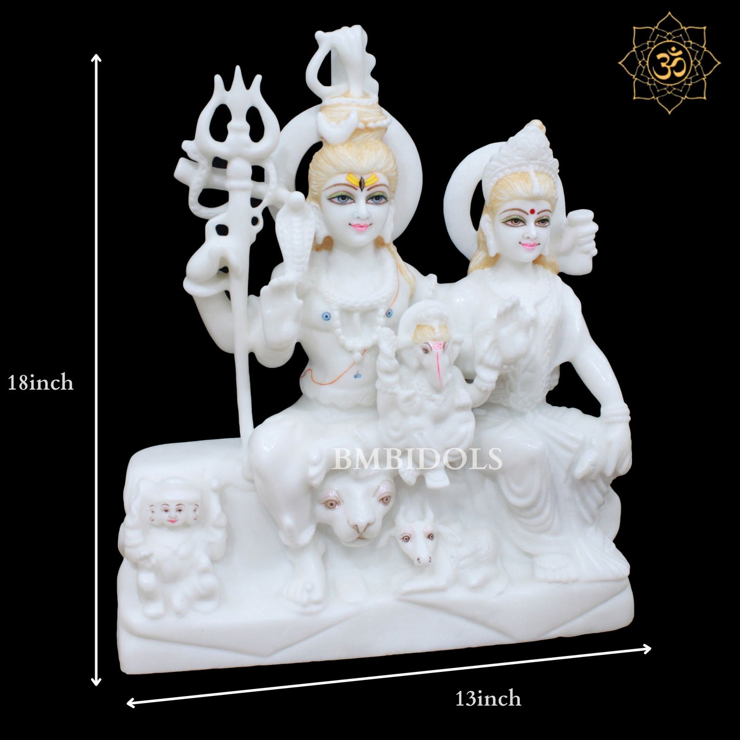 Shiv Parivar Marble Murti in 18inches for Homes and Temples