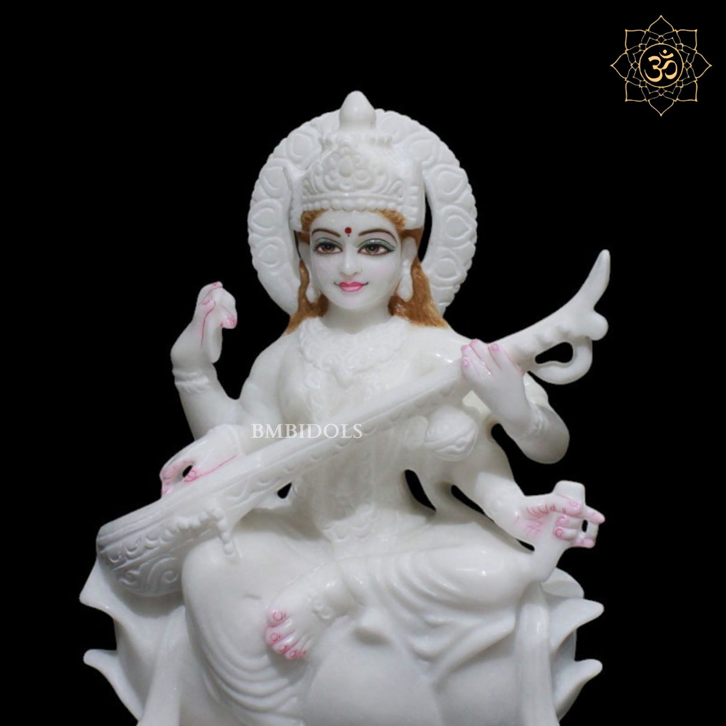 Saraswati Maa Marble Murti for Homes and Temples in 12inches