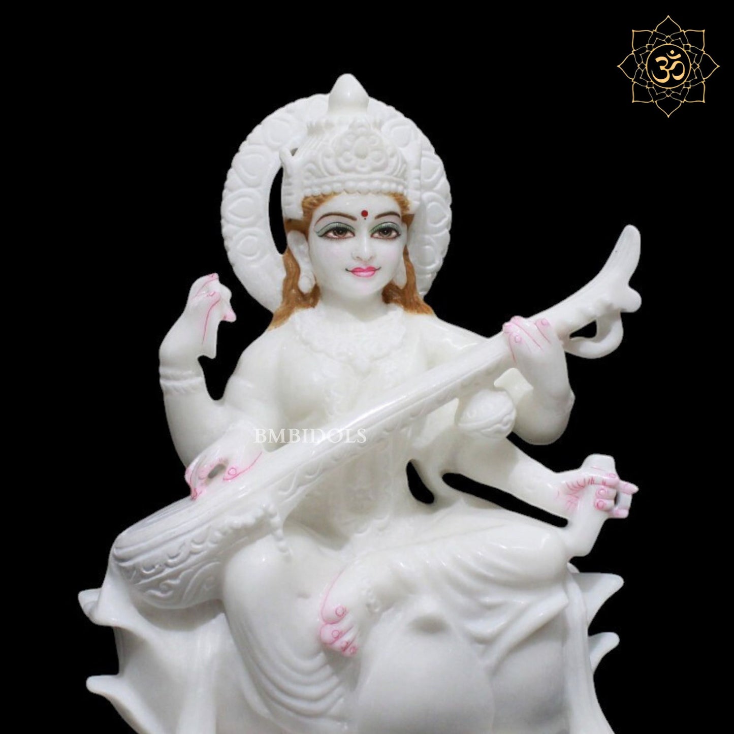 Saraswati Maa Marble Murti for Homes and Temples in 12inches
