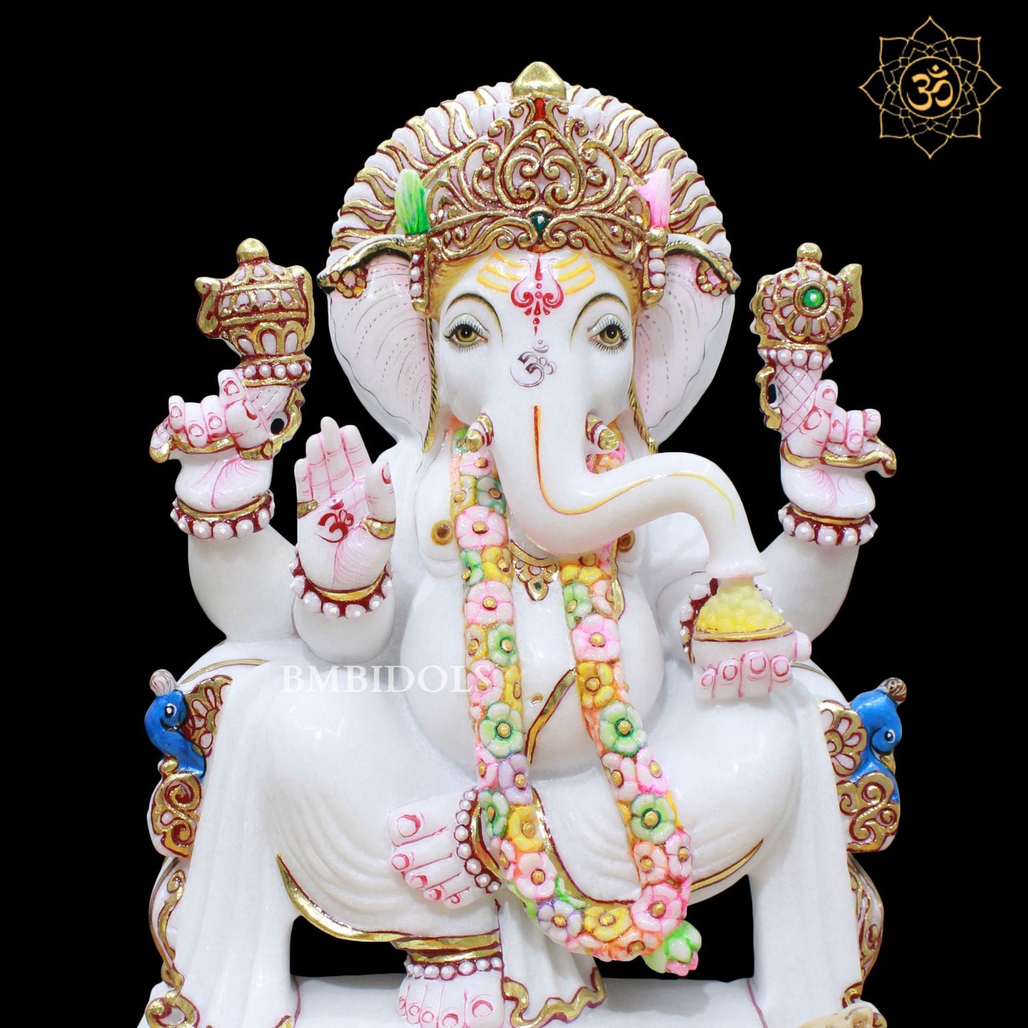 Marble Ganesh Murti in 1.5feet for Homes and Temples