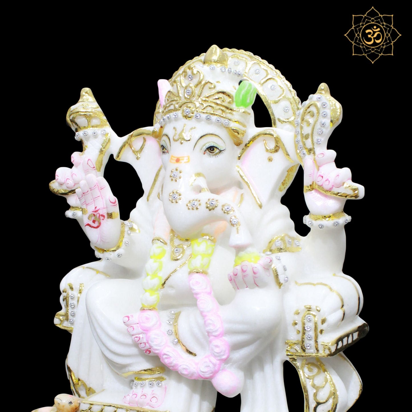 White Marble Ganesh Murti in 1feet for Homes and Temples