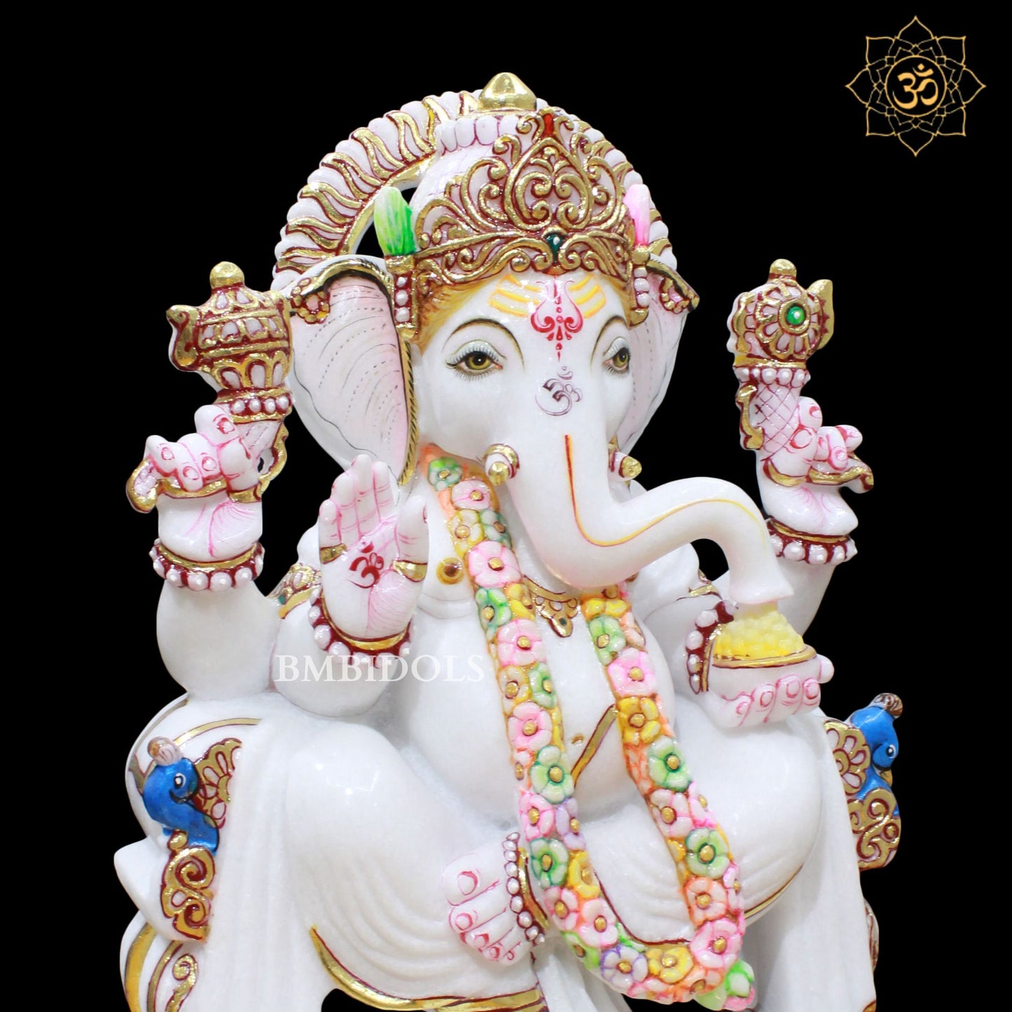 Marble Ganesh Murti in 1.5feet for Homes and Temples