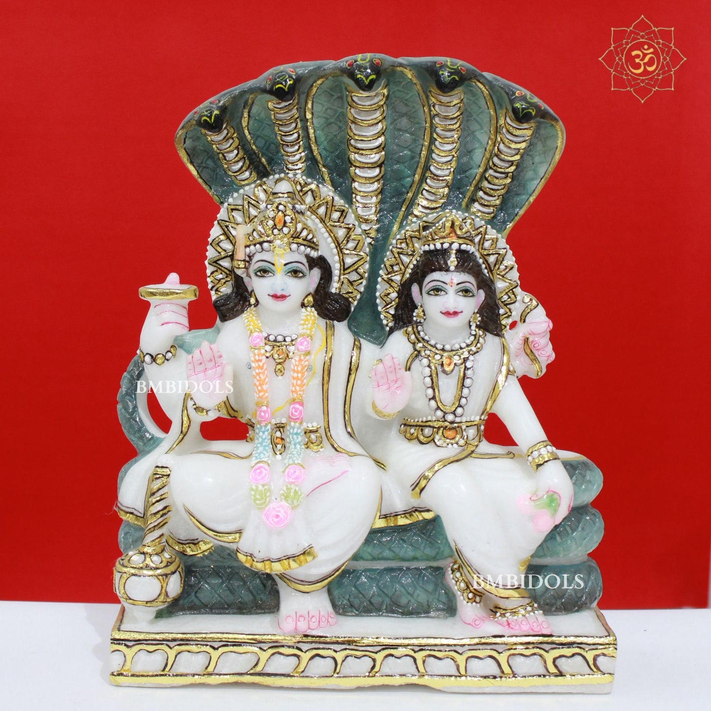 12inch Marble Lakshmi Narayan Murti made in Makrana Marble