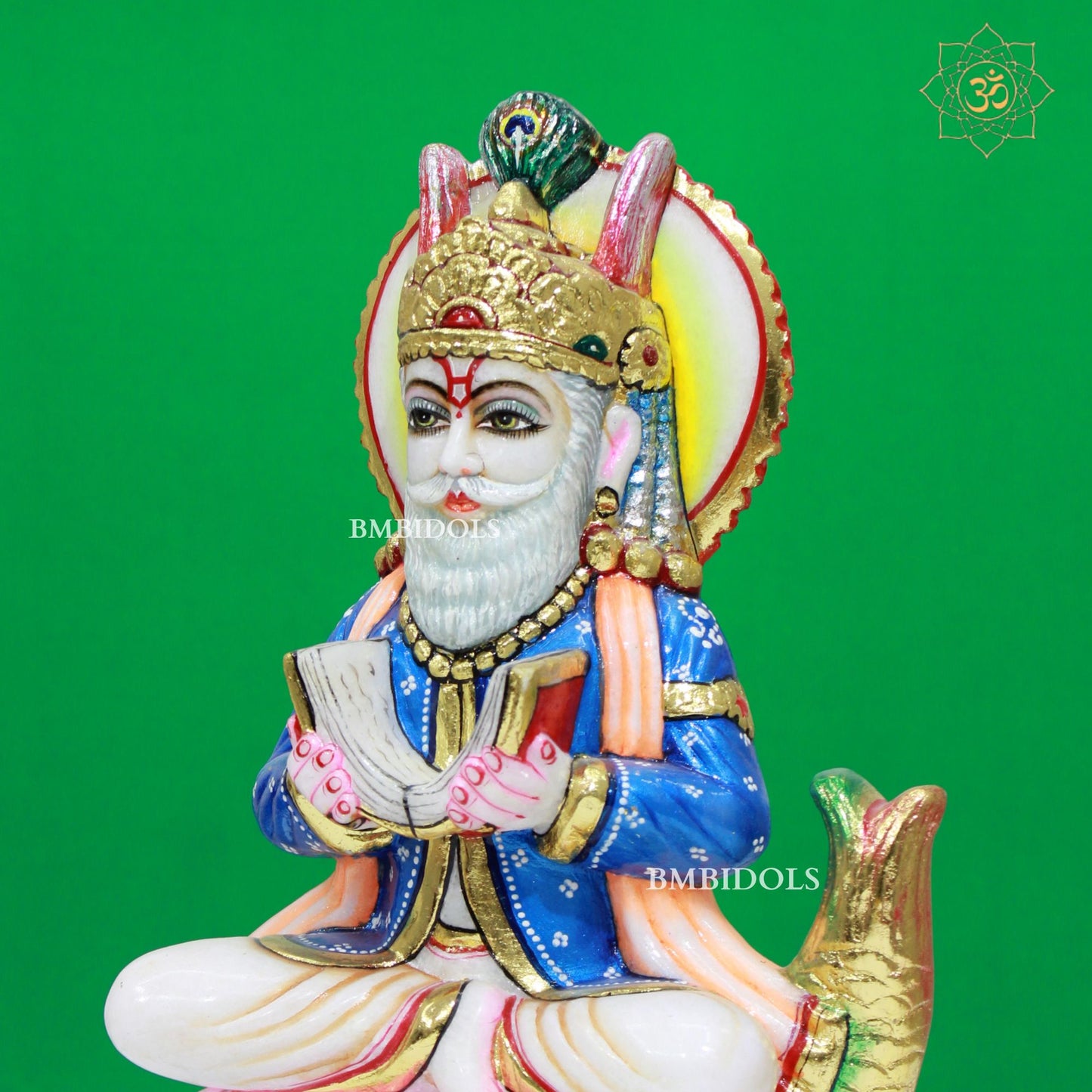 Jhulelal Marble Murti made in Makrana Marble in 12inches