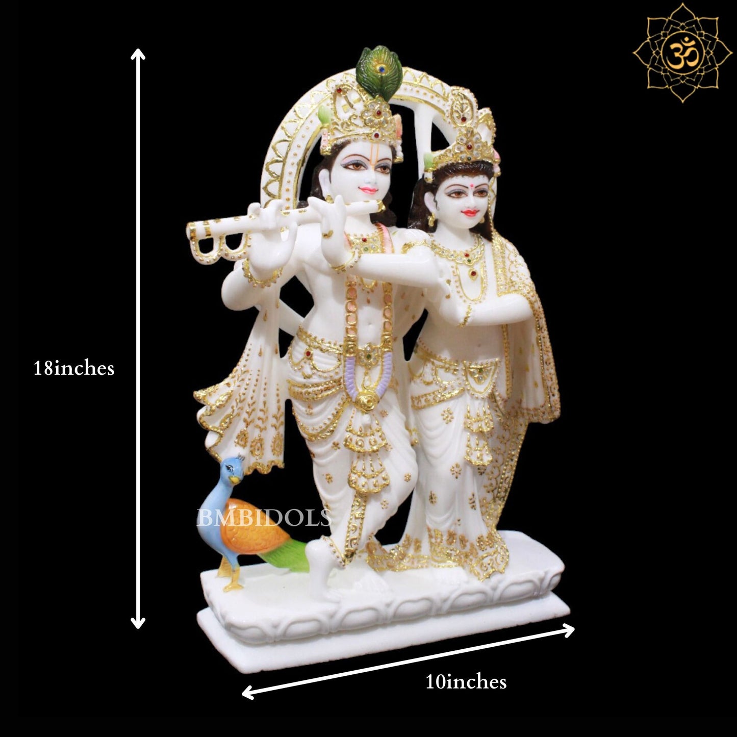 White Marble Jugal Radha Krishna in 18inches for Homes and Temples