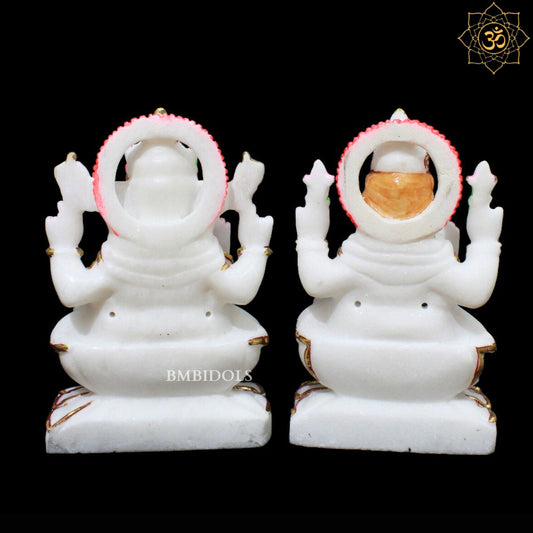 White Small Ganesh Lakshmi Murti for Homes and Temples in 9inches