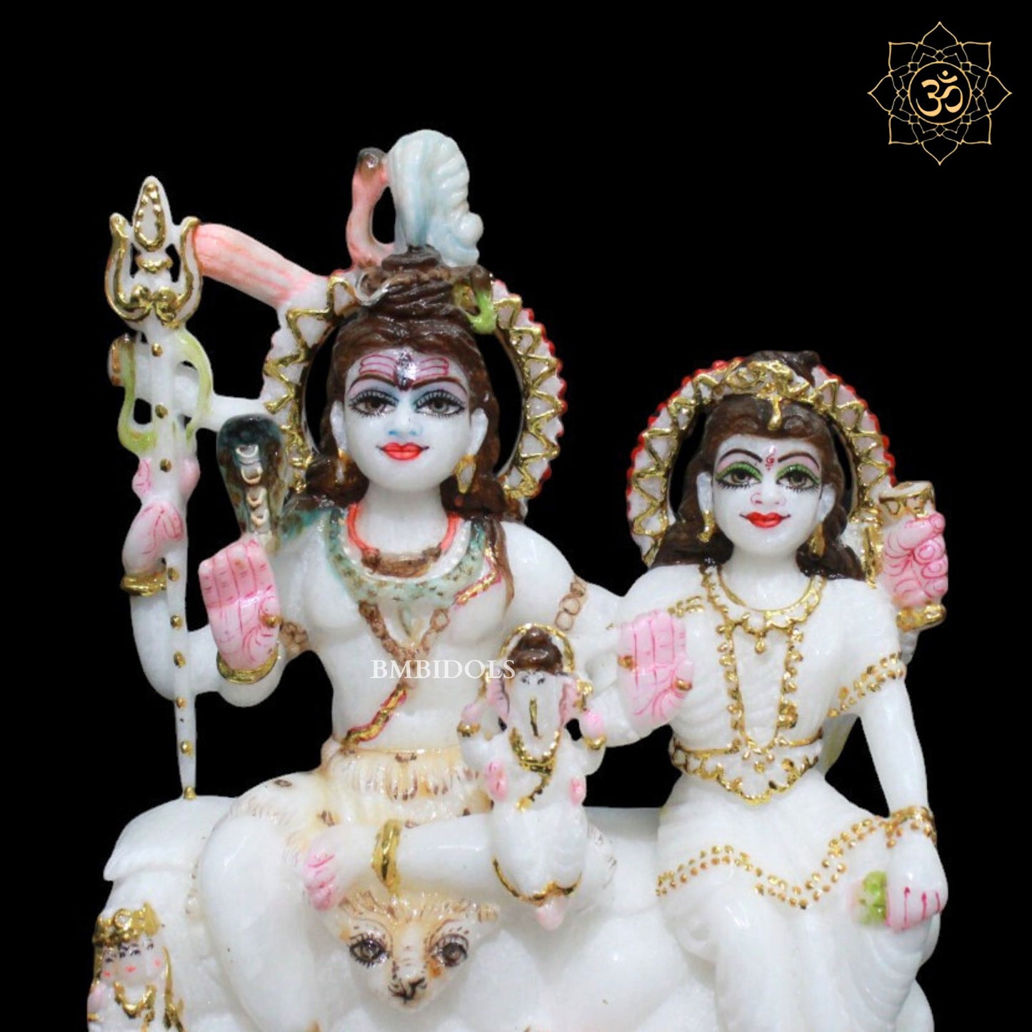 Beautiful Shiva Parivar Marble Murti in 9inch for Homes and Temples