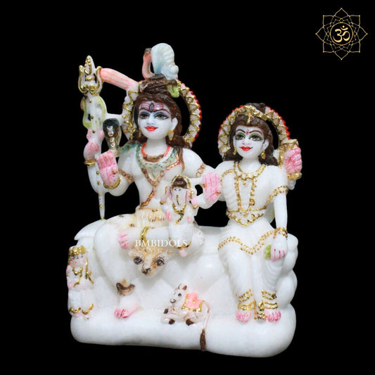 Beautiful Shiva Parivar Marble Murti in 9inch for Homes and Temples