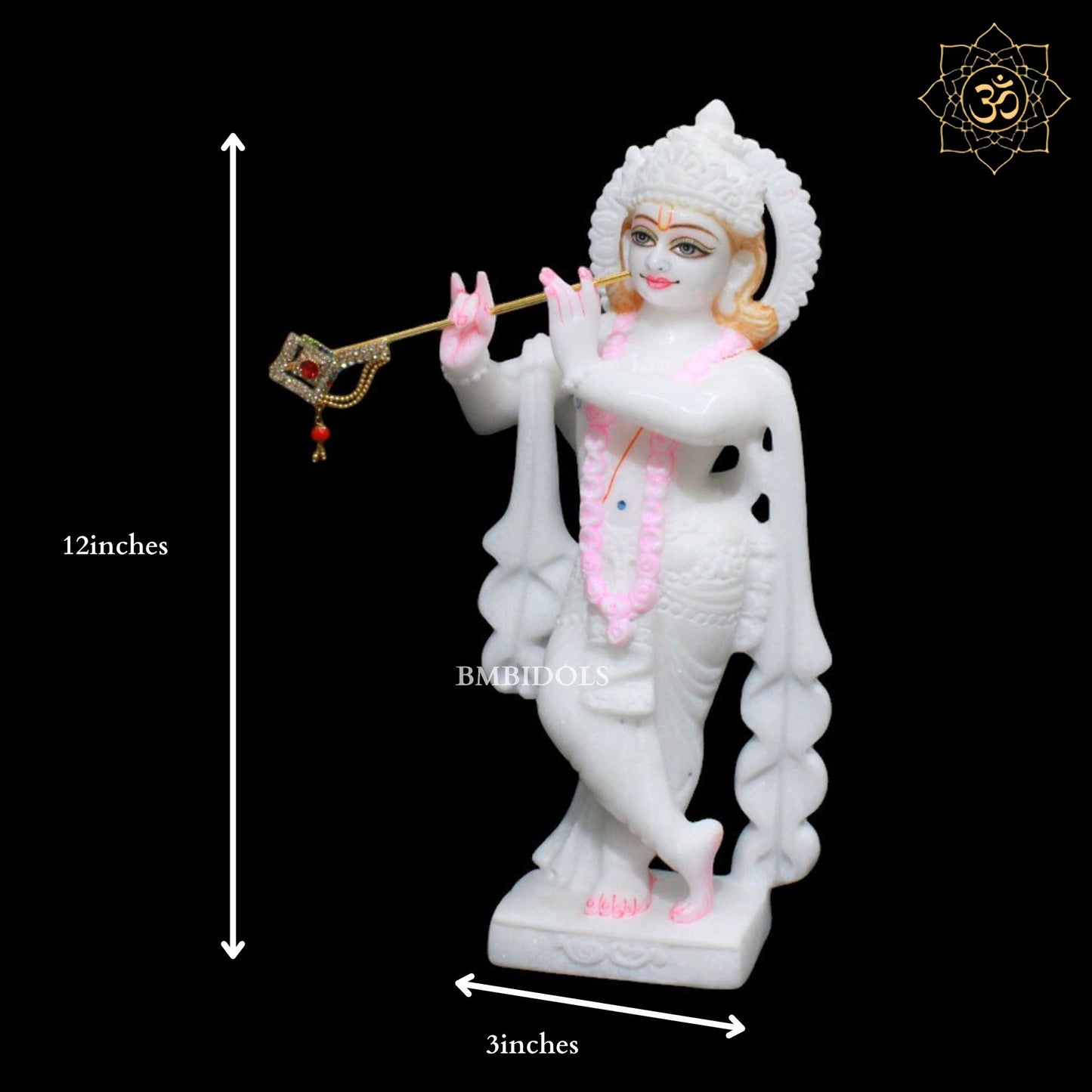 White Marble Radha Krishna Murti in 12inches of Makrana Marble