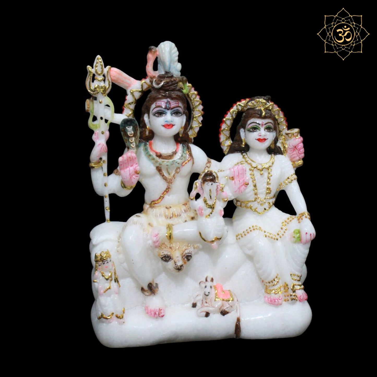 Beautiful Shiva Parivar Marble Murti in 9inch for Homes and Temples