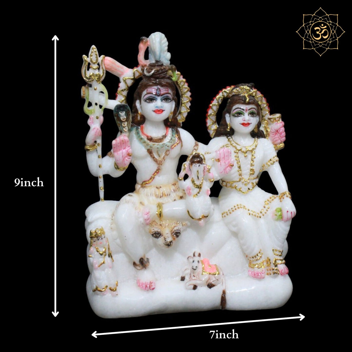 Beautiful Shiva Parivar Marble Murti in 9inch for Homes and Temples