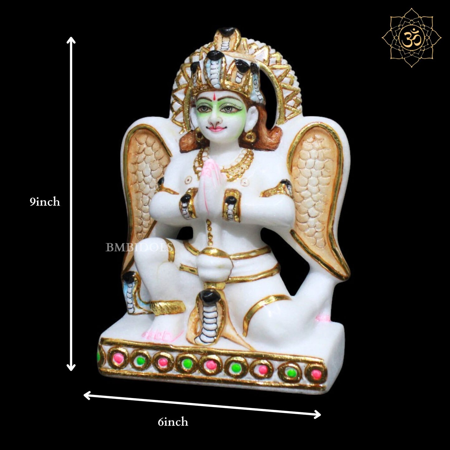Garud Marble Statue for Homes and Temples in 9inches
