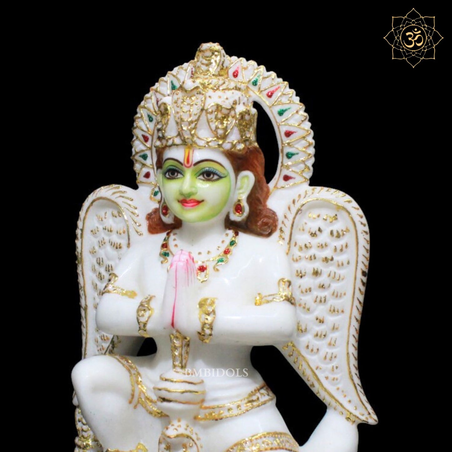 Marble Garuda Murti for Homes and Temples in 12inches in Makrana Marble