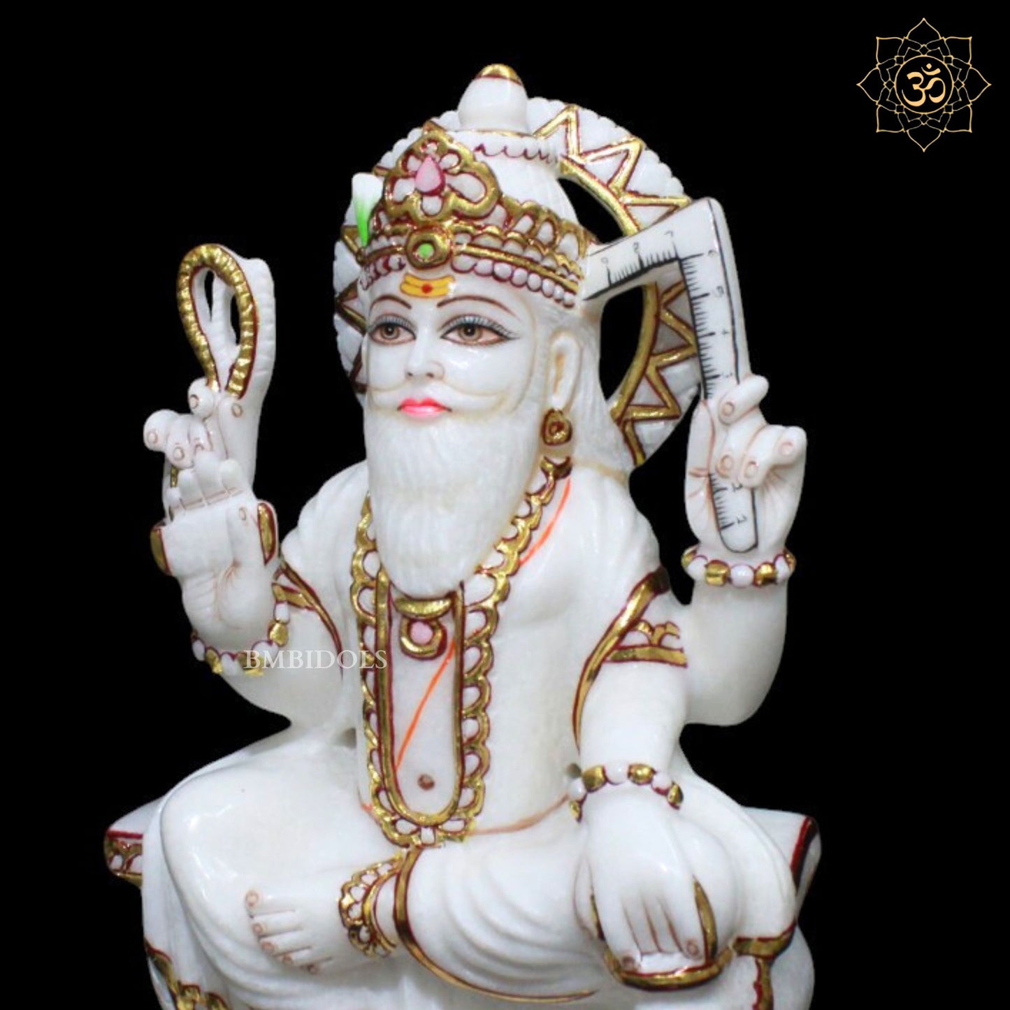 Marble Vishwakarma Murti for Homes and Temples in 12inches