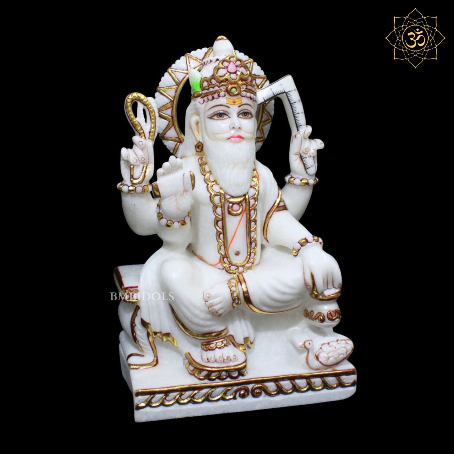 Marble Vishwakarma Murti for Homes and Temples in 12inches