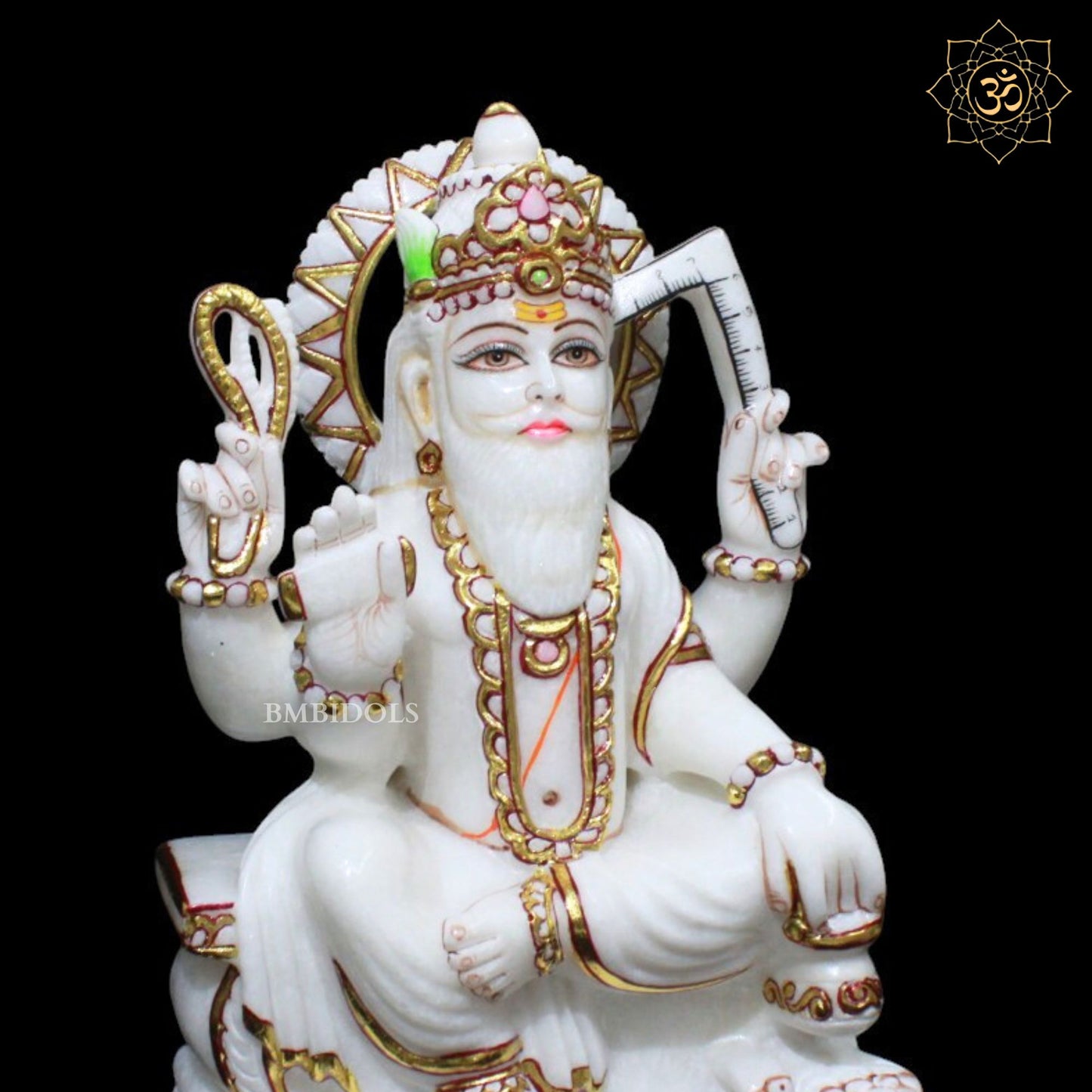 Marble Vishwakarma Murti for Homes and Temples in 12inches