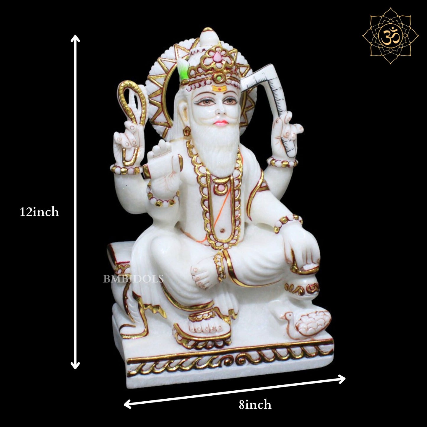 Marble Vishwakarma Murti for Homes and Temples in 12inches