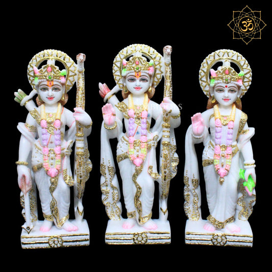 Ram Darbar Marble Statue in Makrana Marble with Ram, Lakshman, Sita and Hanuman