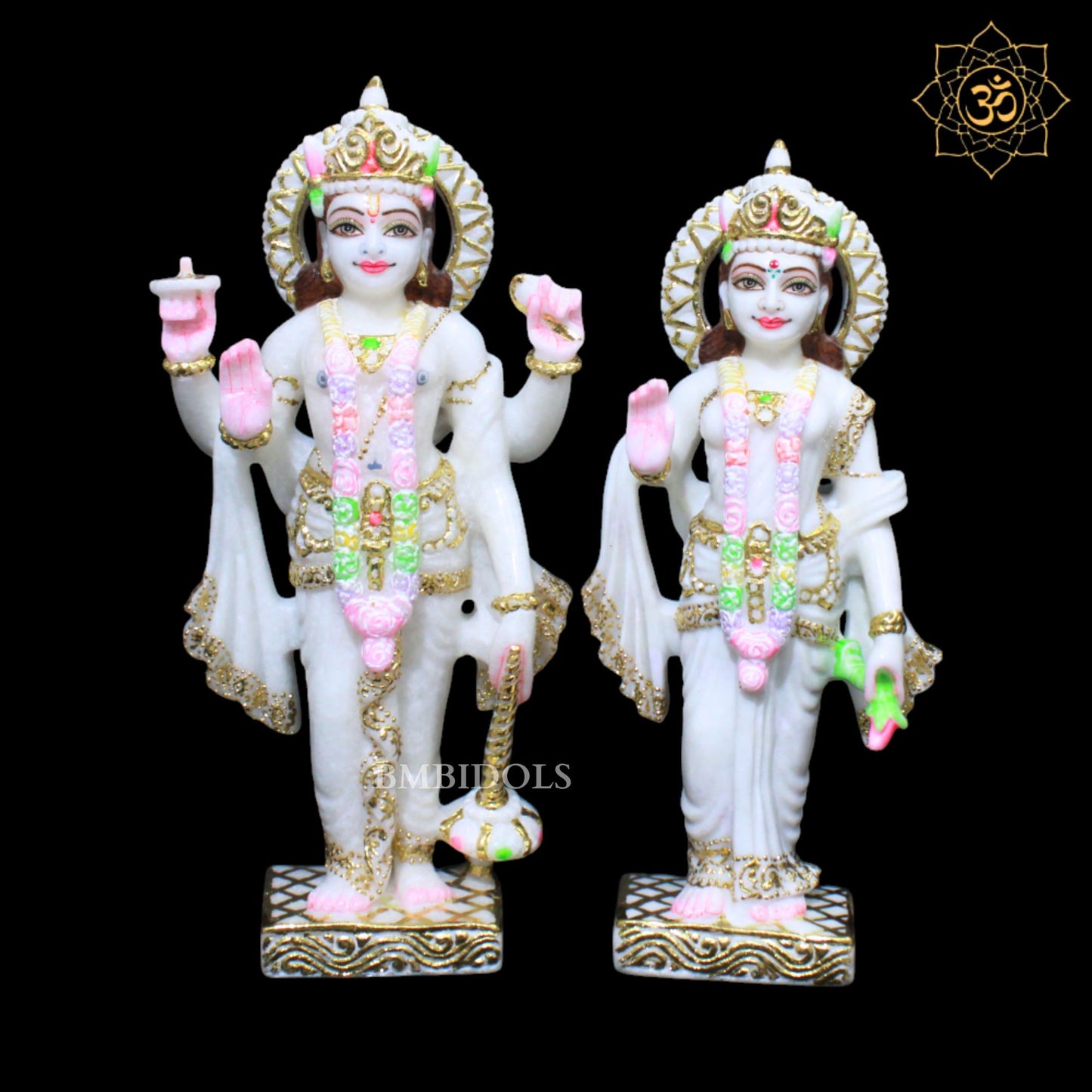 Vishnu Lakshmi Marble Murti in Standing Posture in Makrana Marble