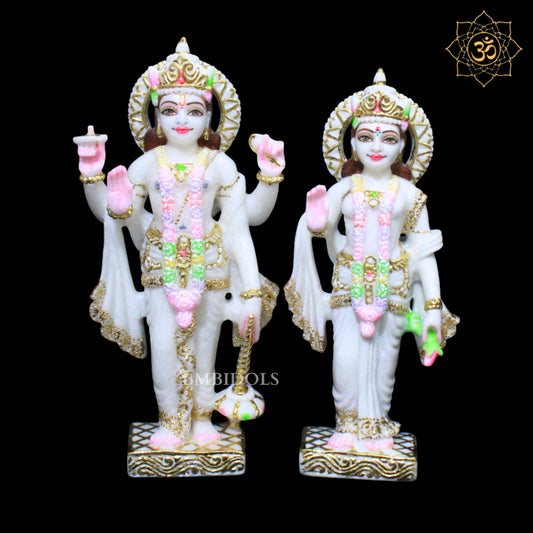 Vishnu Lakshmi Marble Murti in Standing Posture in Makrana Marble