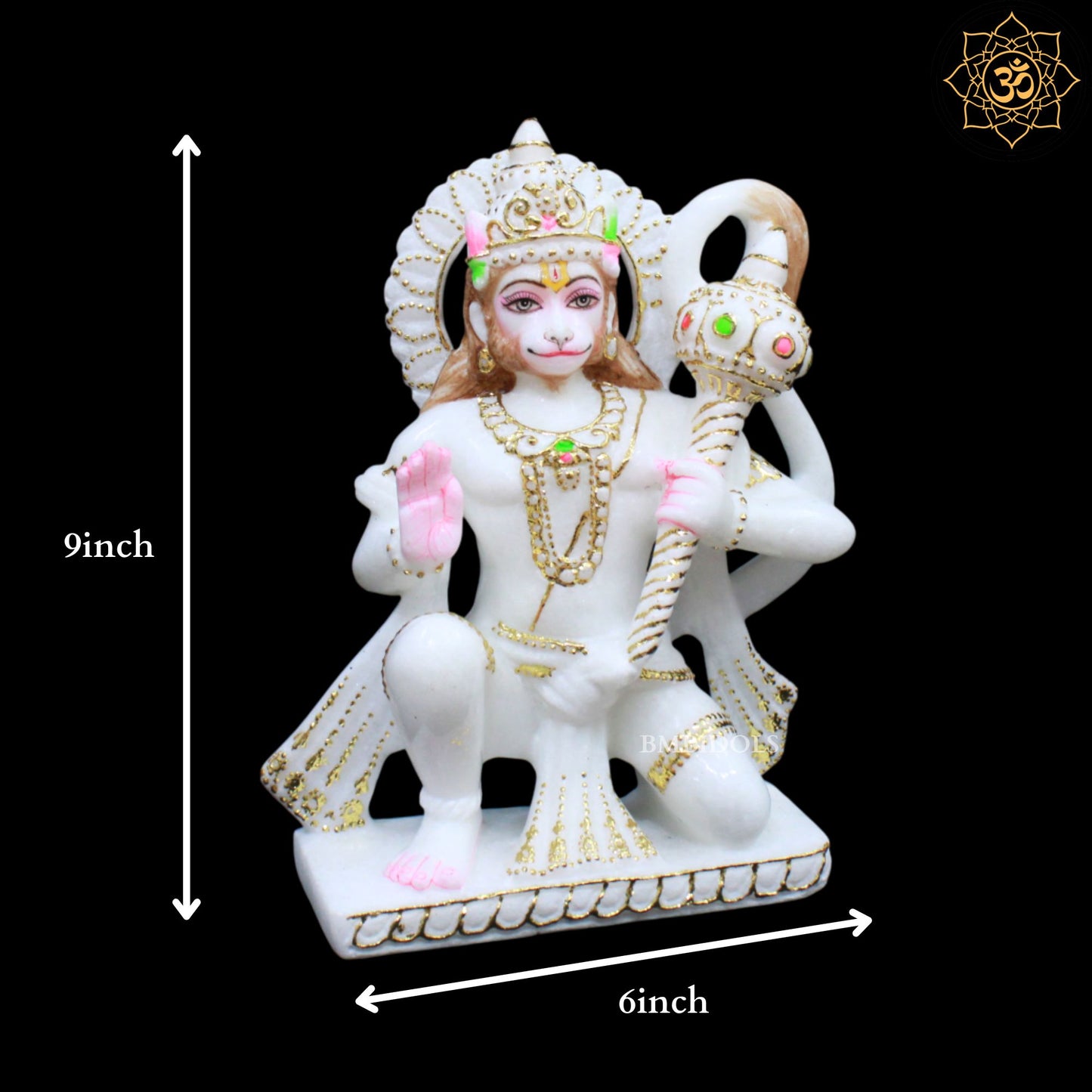 Ashirwad Hanuman Marble Statue in 9inches in Makrana Marble