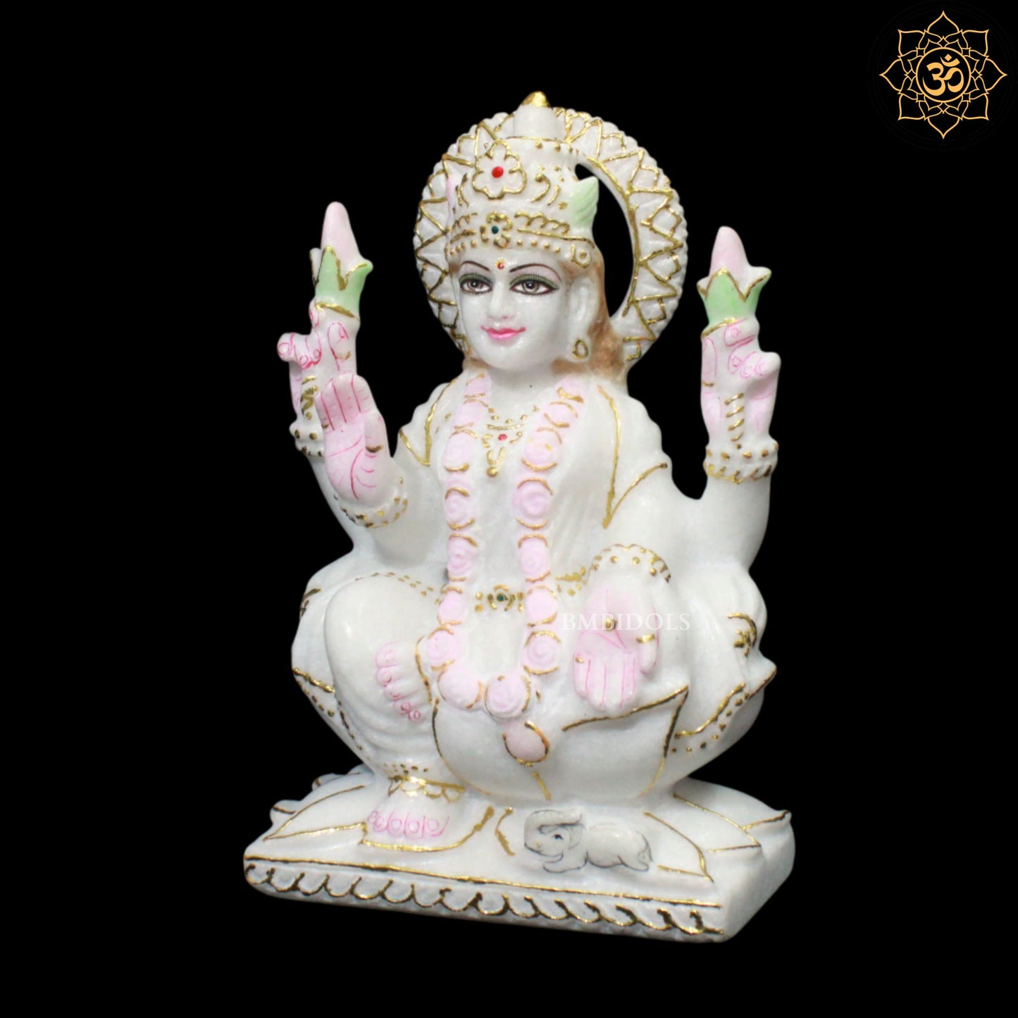 Marble Ganesh Lakshmi Murti made in pure white Marble in 9inches