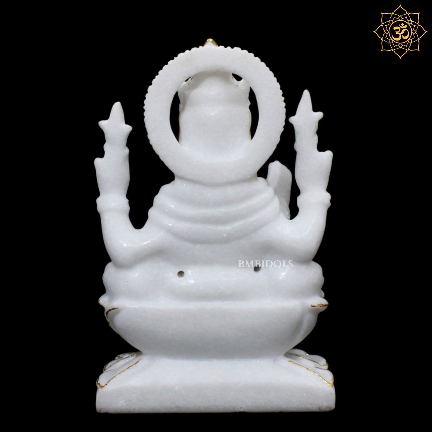 Marble Ganesh Lakshmi Murti made in pure white Marble in 9inches