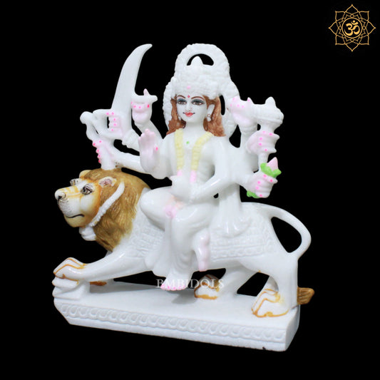 11inch Marble Durga Murti for Ghar Mandirs in Eight Hands