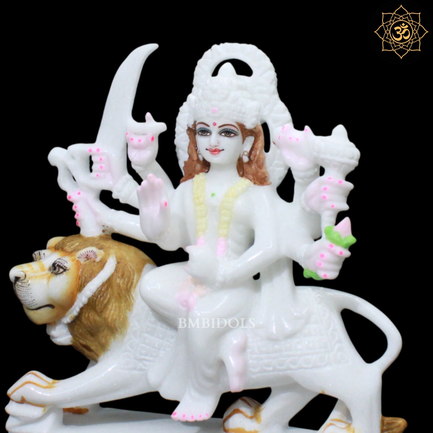 11inch Marble Durga Murti for Ghar Mandirs in Eight Hands