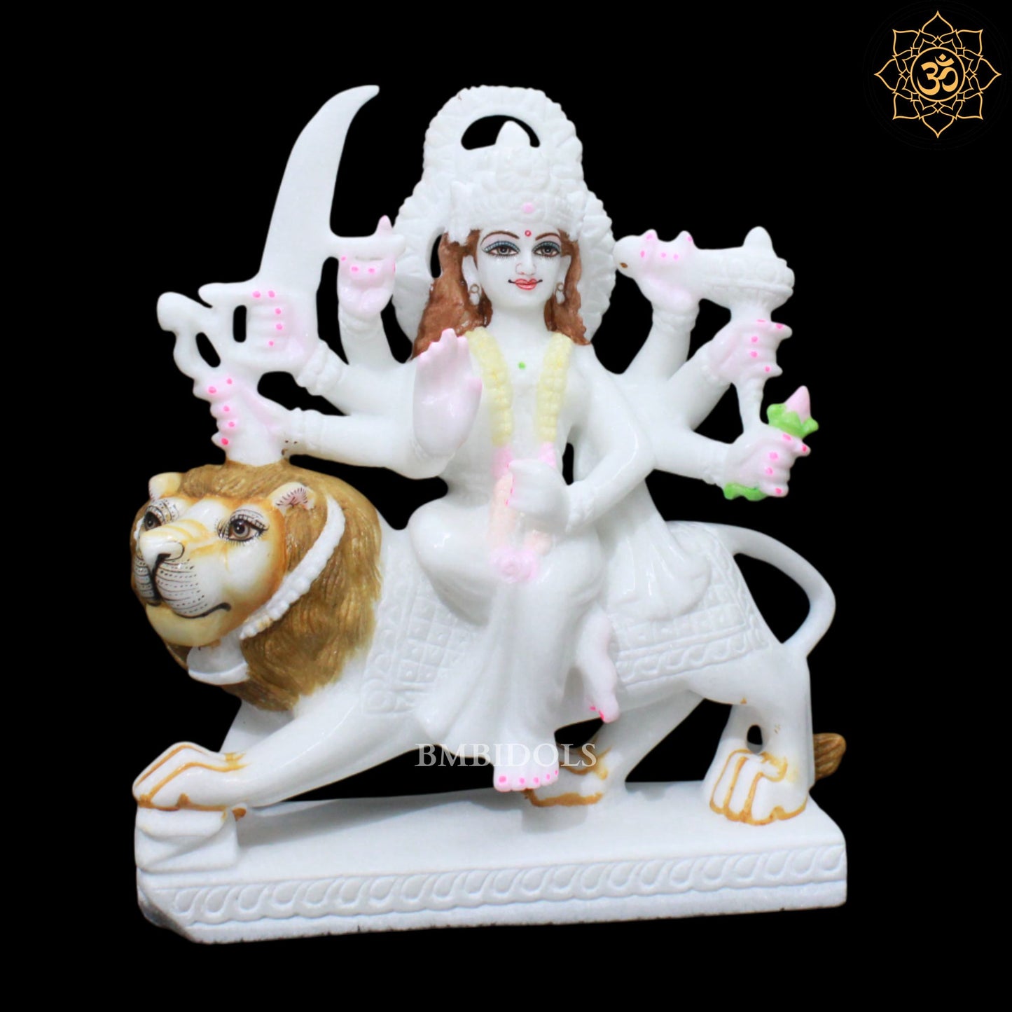 11inch Marble Durga Murti for Ghar Mandirs in Eight Hands