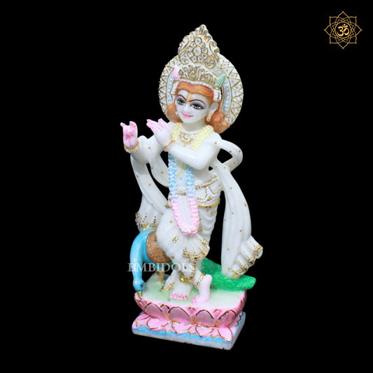 Marble Krishna Murti for Homes and Temples in 15inch