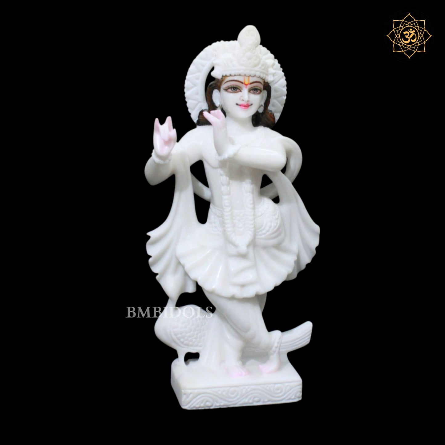White Marble Radha Krishna Murti for Homes and Temples in 1feet