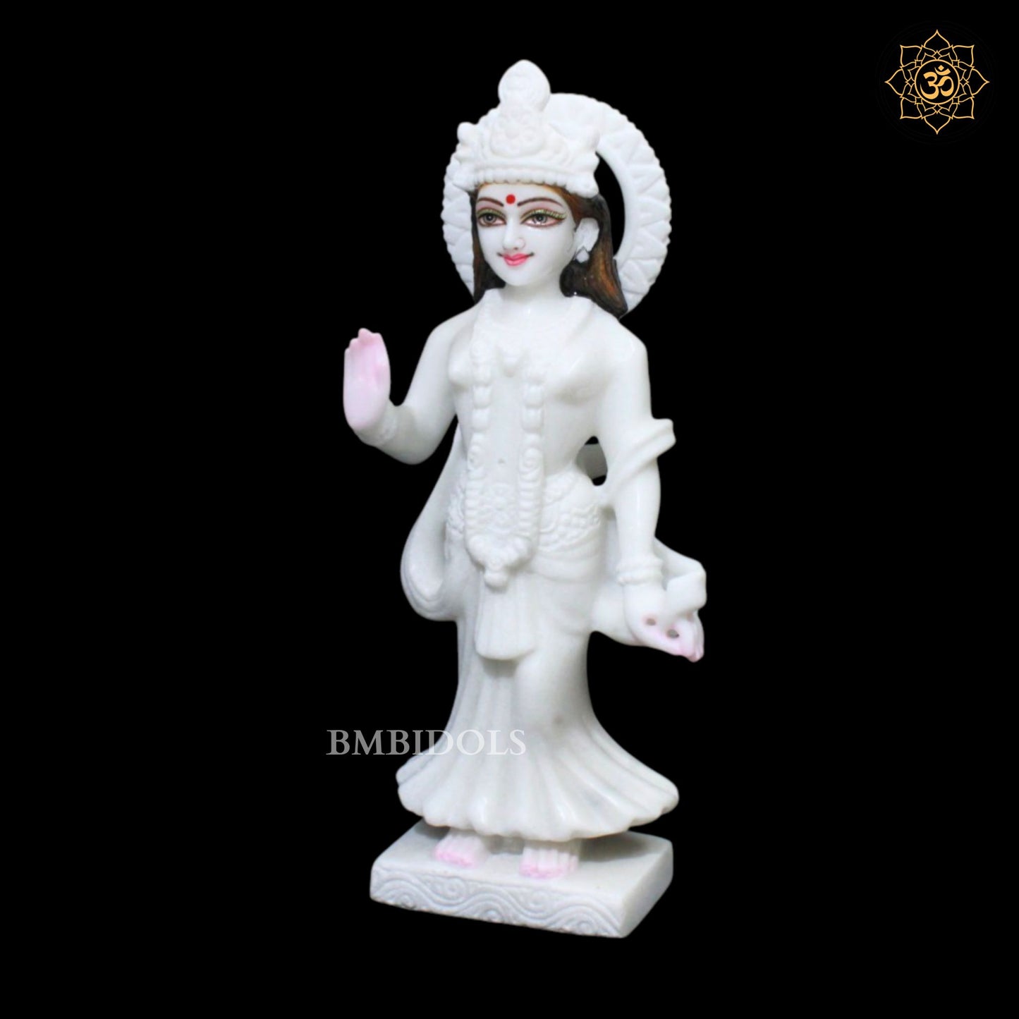 White Marble Radha Krishna Murti for Homes and Temples in 1feet