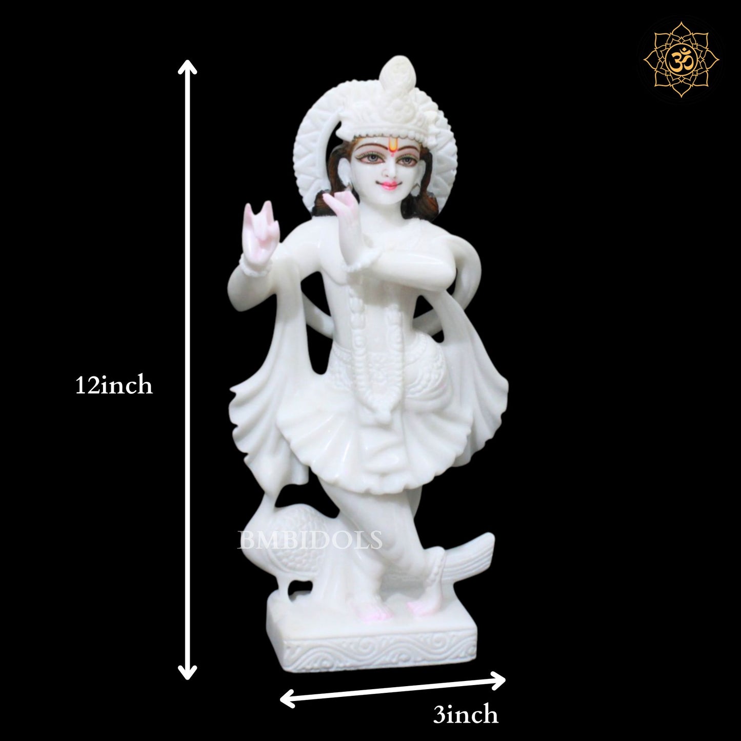 White Marble Radha Krishna Murti for Homes and Temples in 1feet