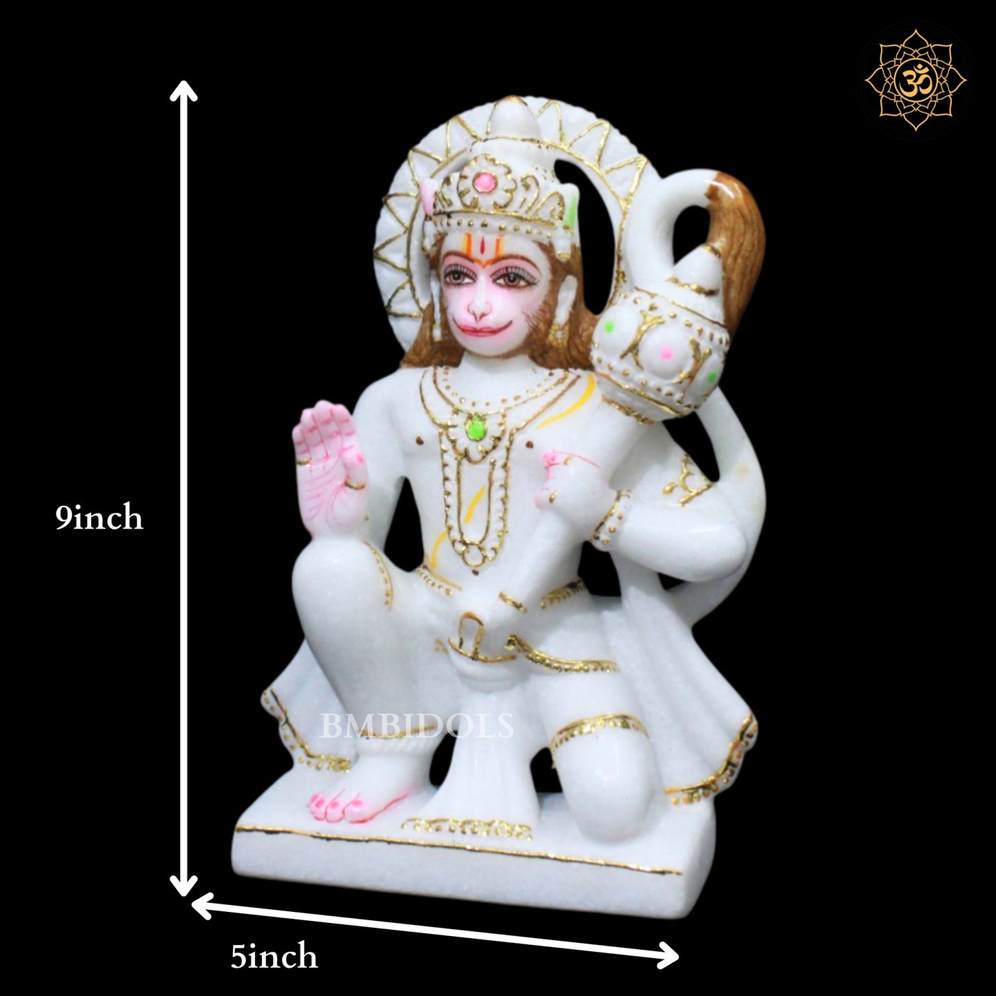 9inch Marble Hanuman Murti for Ghar mandirs