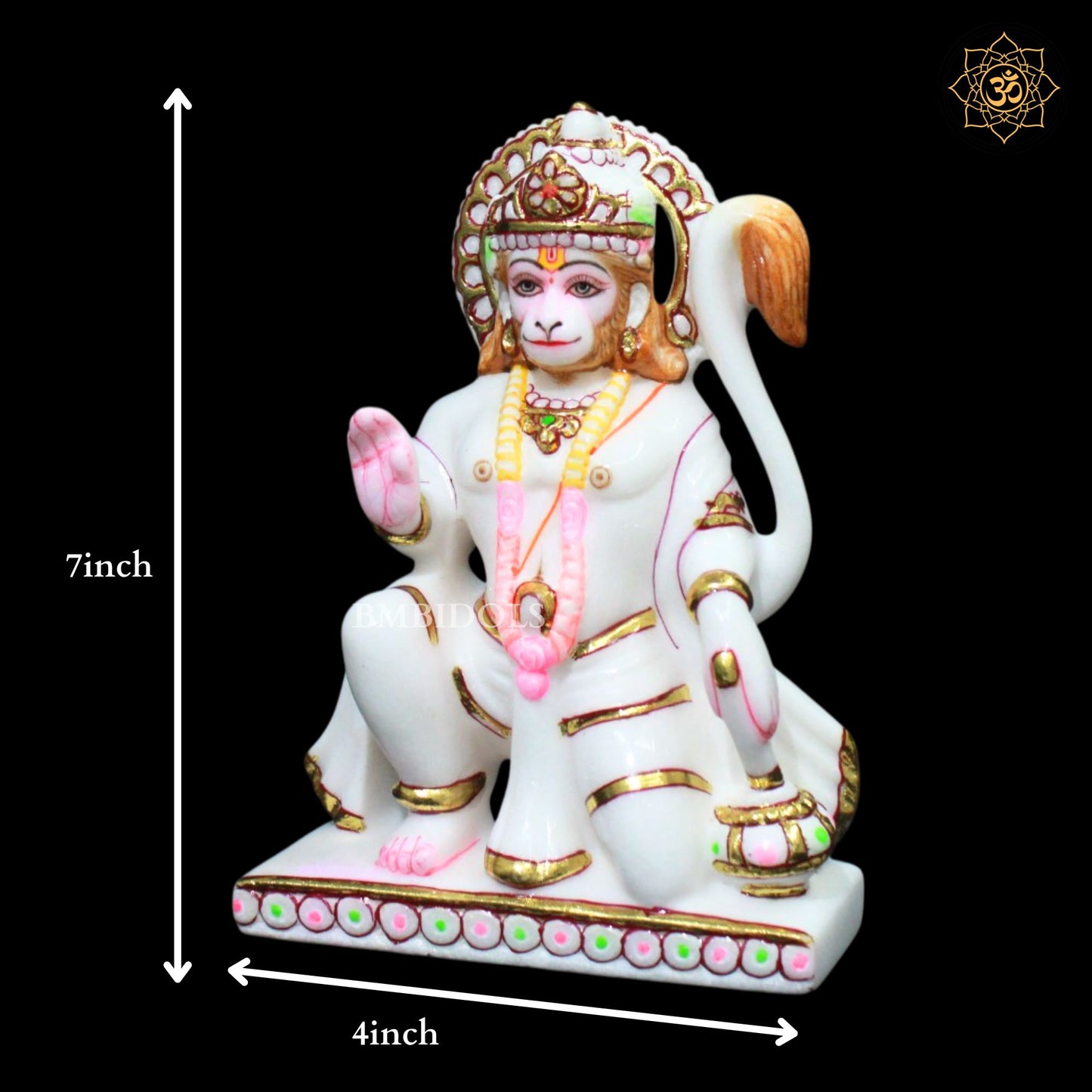 Marble Hanuman Ji Statue in 7inches for Ghar mandirs